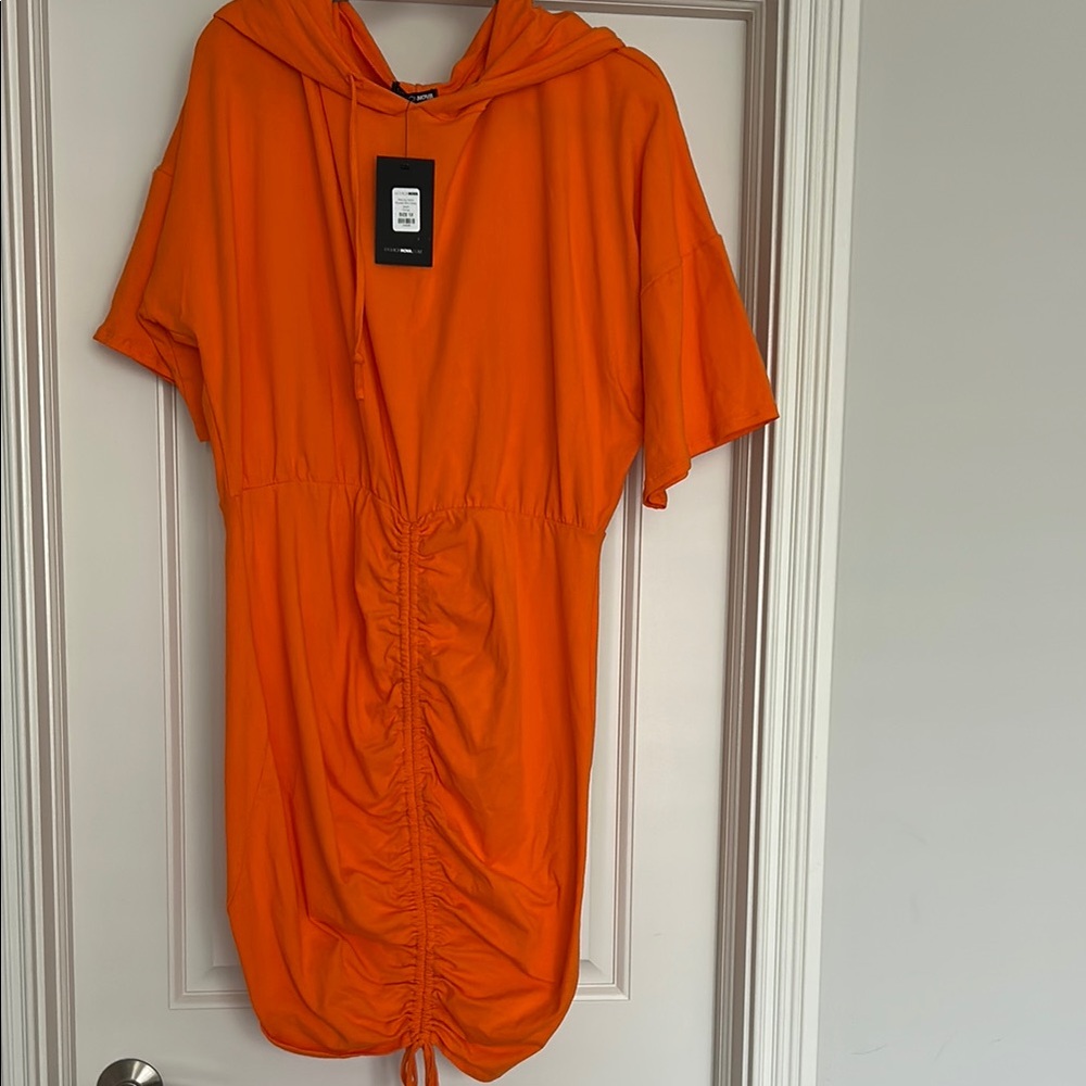 Fashion Nova Orange Hooded Swim Cover-Up